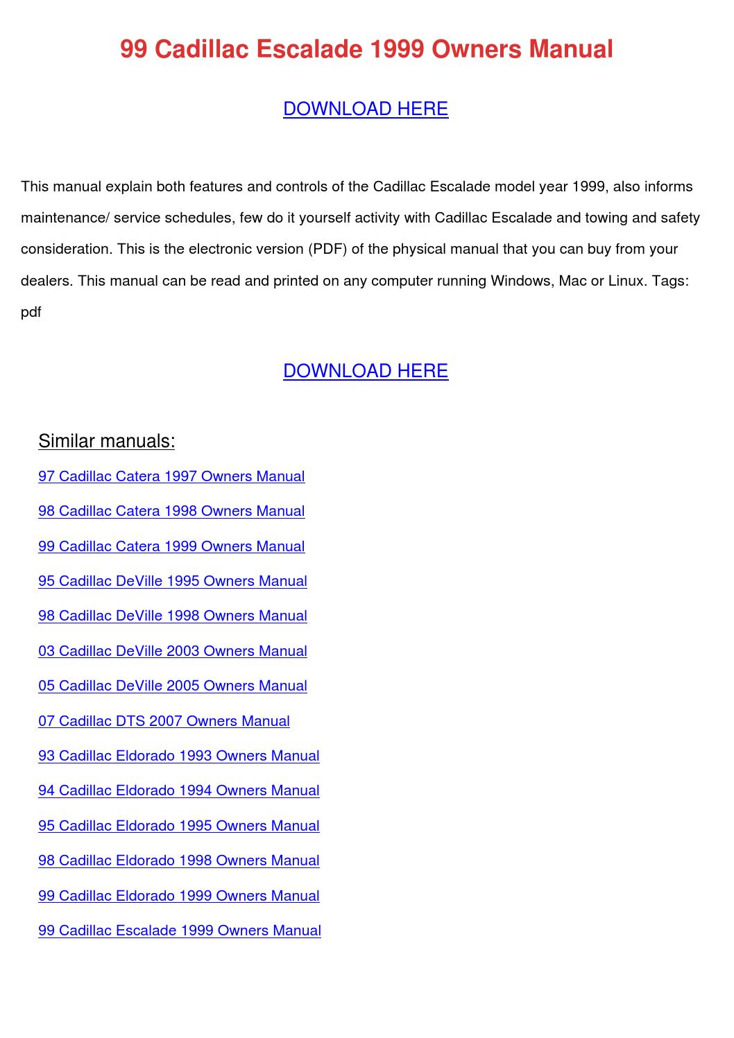 2005 cadillac escalade manual download
