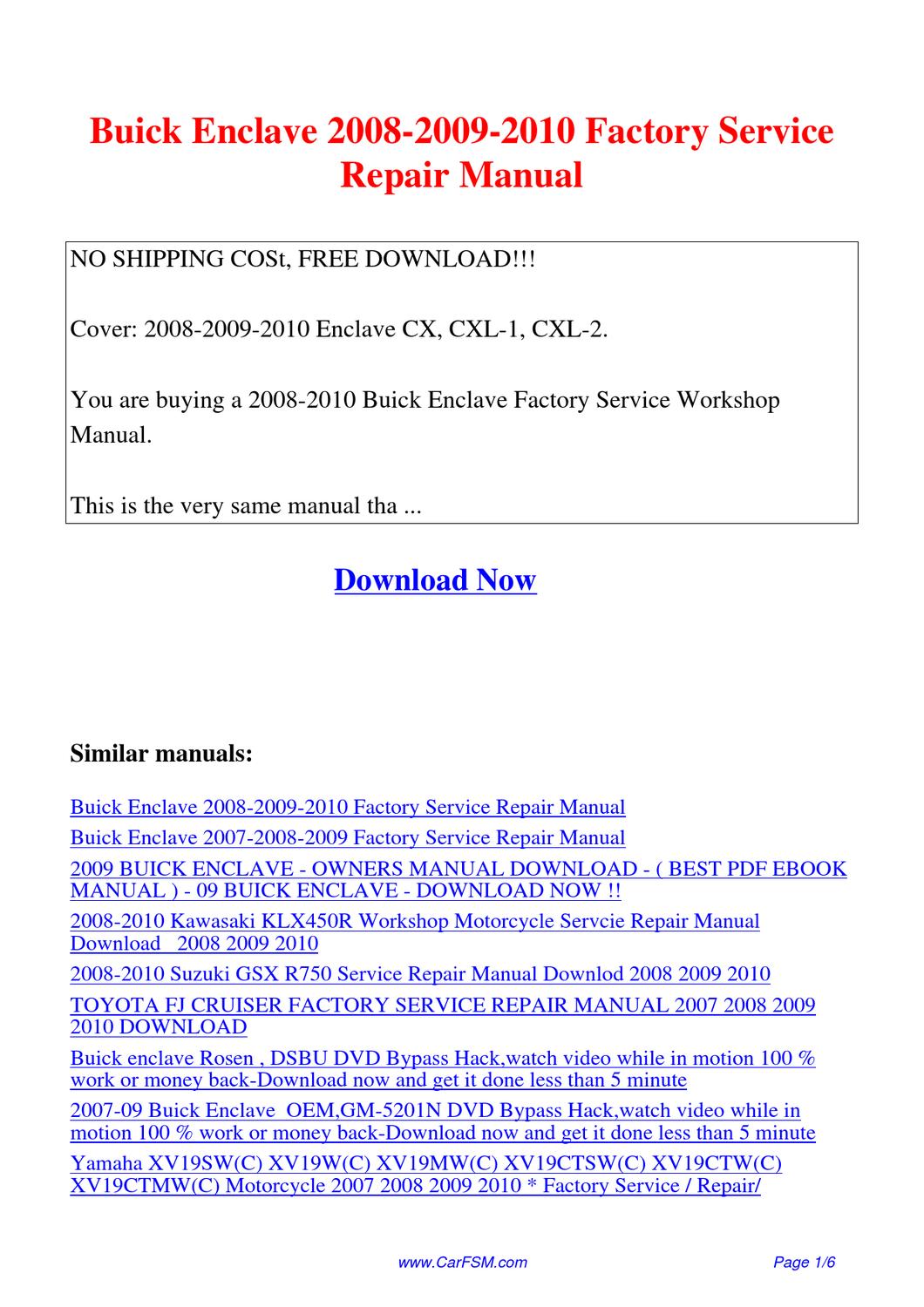 2009 buick enclave repair manual pdf