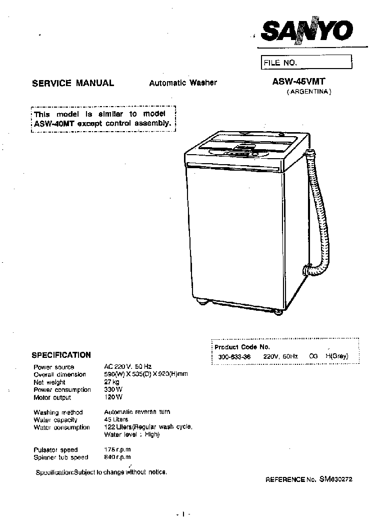 sanyo washing machine manual download