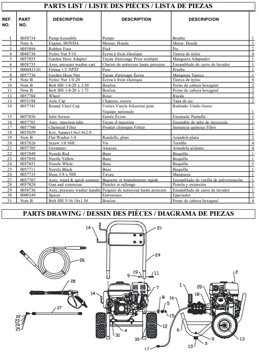 manual for powermate power washer model cw30-1300