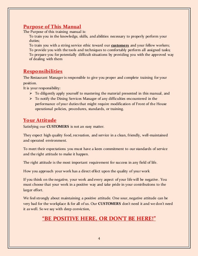 restaurant staff training manual pdf