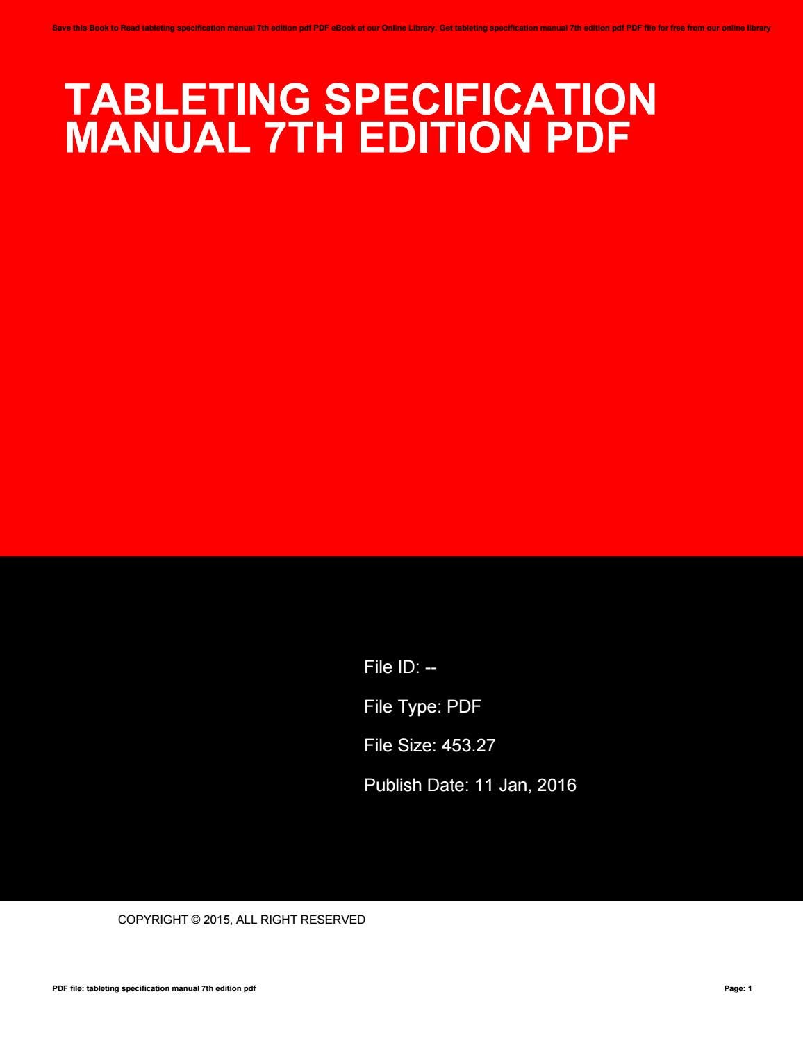 tableting specification manual pdf free